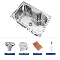 50/50 bassin à double bassin SS évier de cuisine avec robinet électroplaqué