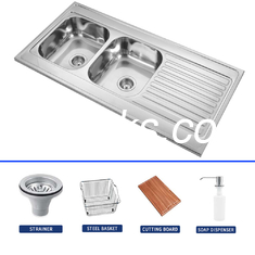 évier de cuisine à cuvette unique SS poli avec drain 1200*600mm