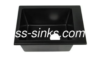 Profondeur simple de la couleur 245mm de noir d'évier de cuisine de pierre de quartz de bassin de place
