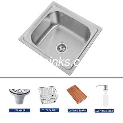 Personnalisez le lavabo en acier inoxydable avec égoutteur / panier