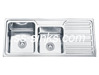 Finition dorée en acier inoxydable double évier 18 calibre 2 égouts durables