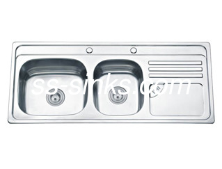 Finition dorée en acier inoxydable double évier 18 calibre 2 égouts durables