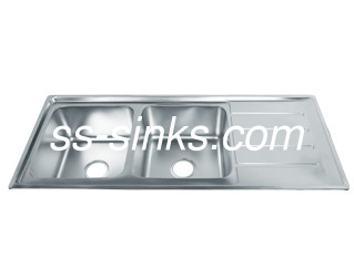 avec drainboard poli en acier inoxydable Double Bowl Sink grille évier de cuisine