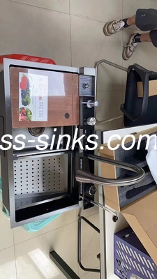 Cuisiner en acier inoxydable en or, cuisine artisanale avec robinet et accessoires
