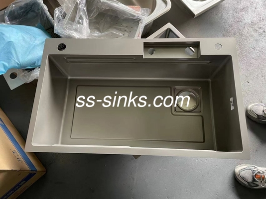 Forme de bol rectangulaire Monture supérieure évier en acier inoxydable finition satinée lourde