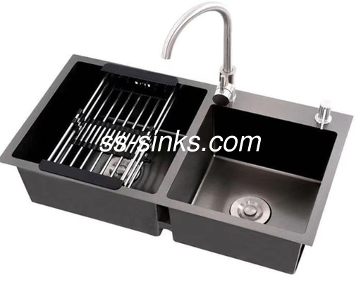 Série 304 d'acier inoxydable artisanale évier double bol monture pour la cuisine