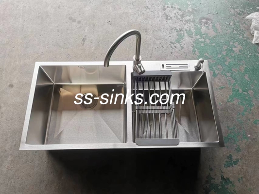 Série 304 d'acier inoxydable artisanale évier double bol monture pour la cuisine