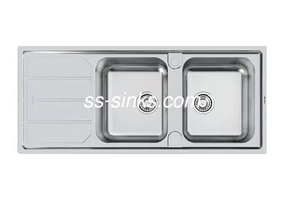 Evier de cuisine en acier inoxydable à drain arrière avec planche de drainage de 1200 x 500 mm