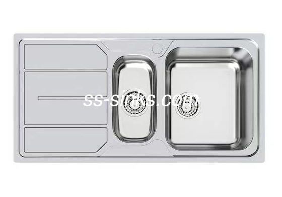 Evier de cuisine en acier inoxydable à drain arrière avec planche de drainage de 1200 x 500 mm