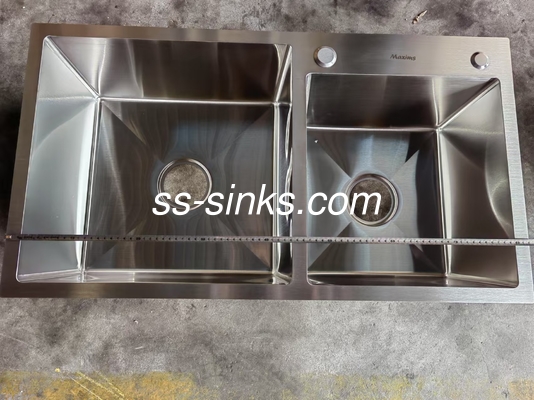 Design moderne double cuvette évier de cuisine sous-monté avec drainage en acier inoxydable et débordement inclus jusqu'à vous