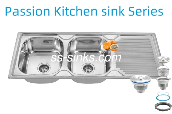 1200 x 500 mm tablier évier de cuisine en acier inoxydable avec 0,6 mm/0,8 mm/1,0 mm épaisseur et taille du produit