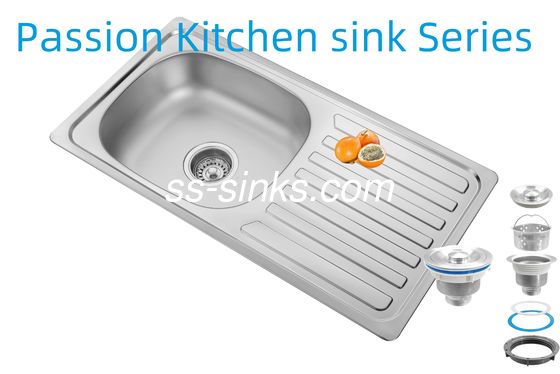 Évier de cuisine 33 x 22 pouces avec égouttoir en acier inoxydable 18/10 chrome/nickel et accessoires : passoire