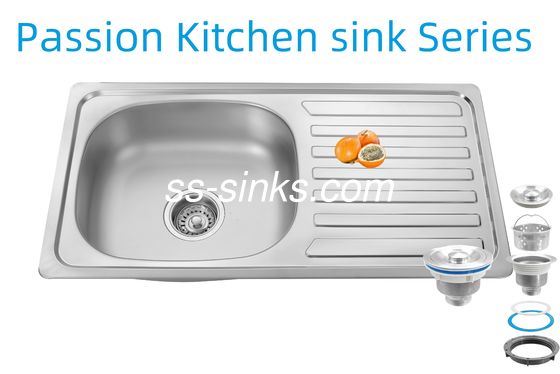 Évier de cuisine 33 x 22 pouces avec égouttoir en acier inoxydable 18/10 chrome/nickel et accessoires : passoire