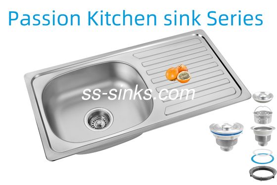 Évier de cuisine 33 x 22 pouces avec égouttoir en acier inoxydable 18/10 chrome/nickel et accessoires : passoire