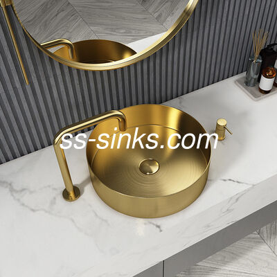 Lavabo rond de luxe en acier inoxydable de qualité supérieure 304, 41x41cm, vasque de salle de bain artisanale