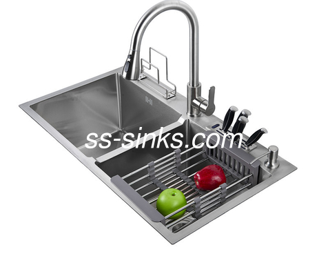 Catégorie de la mesure T-304 du bassin 20 de l'évier de cuisine de Topmount double 50/50 fait main