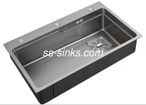 Évier de cuisine fait main d'acier inoxydable Topmount de chrome avec des accessoires
