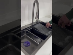 Vente à chaud en acier inoxydable de couleur noire artisanale évier à bol unique avec 3 types robinet avec accessoires