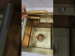 Robinet pliable par évier fait à la main évier doré nouveau design